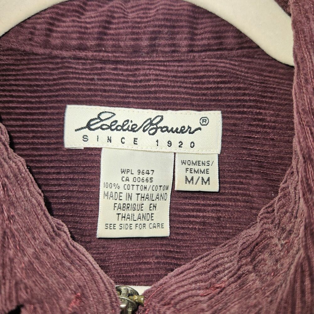Eddie Bauer Womens Vintage Corduroy Shirt Medium Longsleeve 90s Thick Casual - Picture 7 of 9